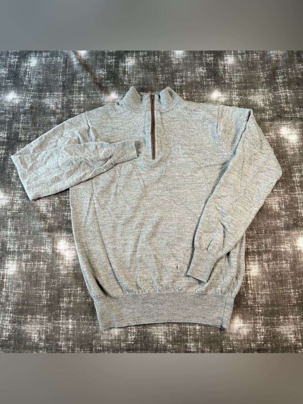 Peter Millar Sweater Mens Small Gray 1/4 Zip Extra Fine Italian 100% Merino Wool